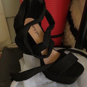 Black lace up platforms
